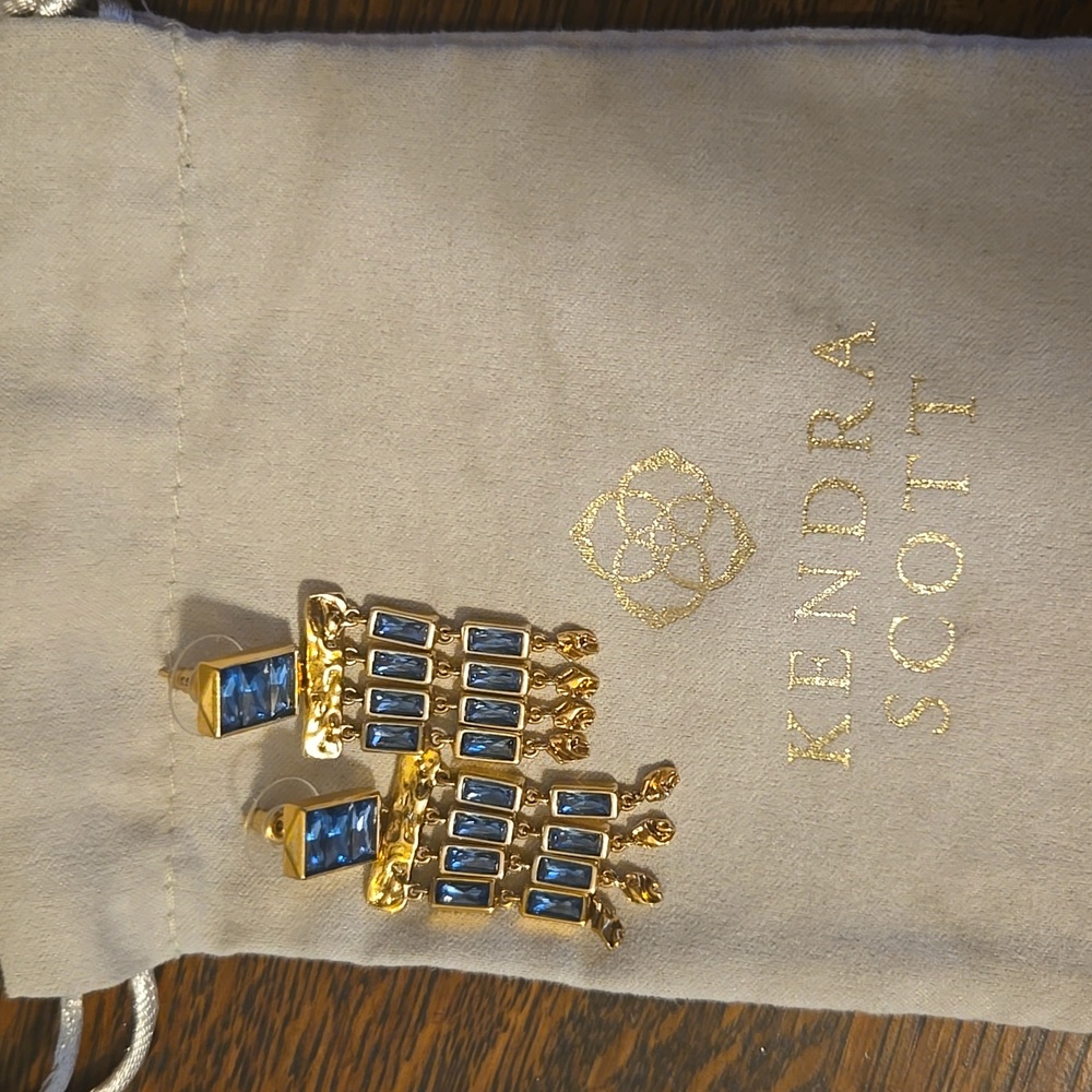 Kendra Scott Small Jack Gold Earrings In Teal - Picture 3 of 9